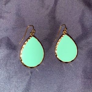 Mint and Gold Teardrop Shape Earrings